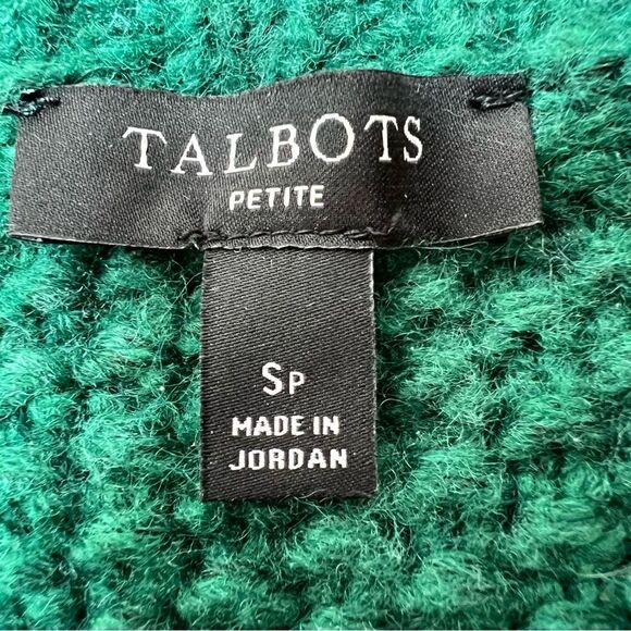 Talbots Petite Cable Knit Sweater Green Size Sp - Picture 3 of 4